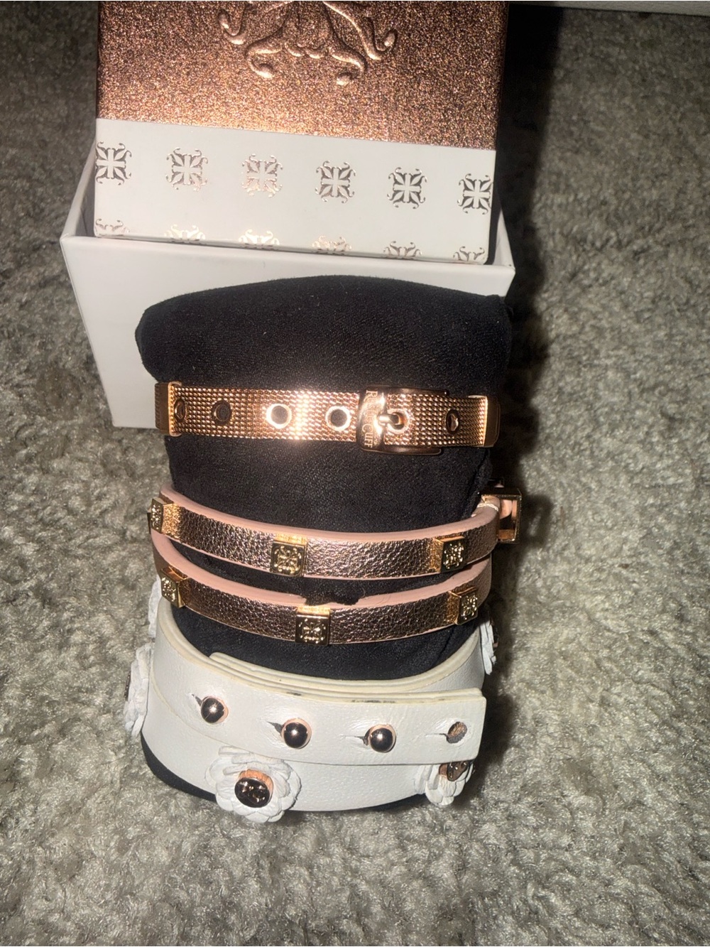 Stackable Rose Gold and White Women's Bracelet Set